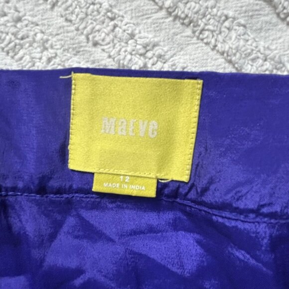 Anthropologie Maeve Tunic Top Blouse Womens 12 Purple Floral V-Neck Short Sleeve - Picture 3 of 8